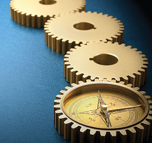 gears and compass