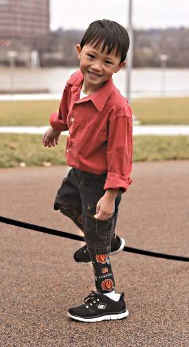 child on sidewalk