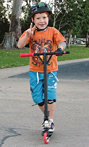 boy on bicycle with TRS adapter